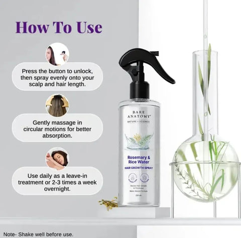 ''Bare Anatomy Rosemary and Rice Water Hair Growth Spray''